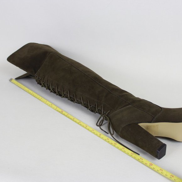 ShoeDazzle Brown Faux Suede Thigh-high Lace-up Boots - Picture 15 of 16